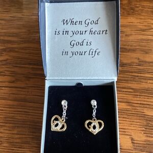 Elegant Gold Heart Drop Earrings